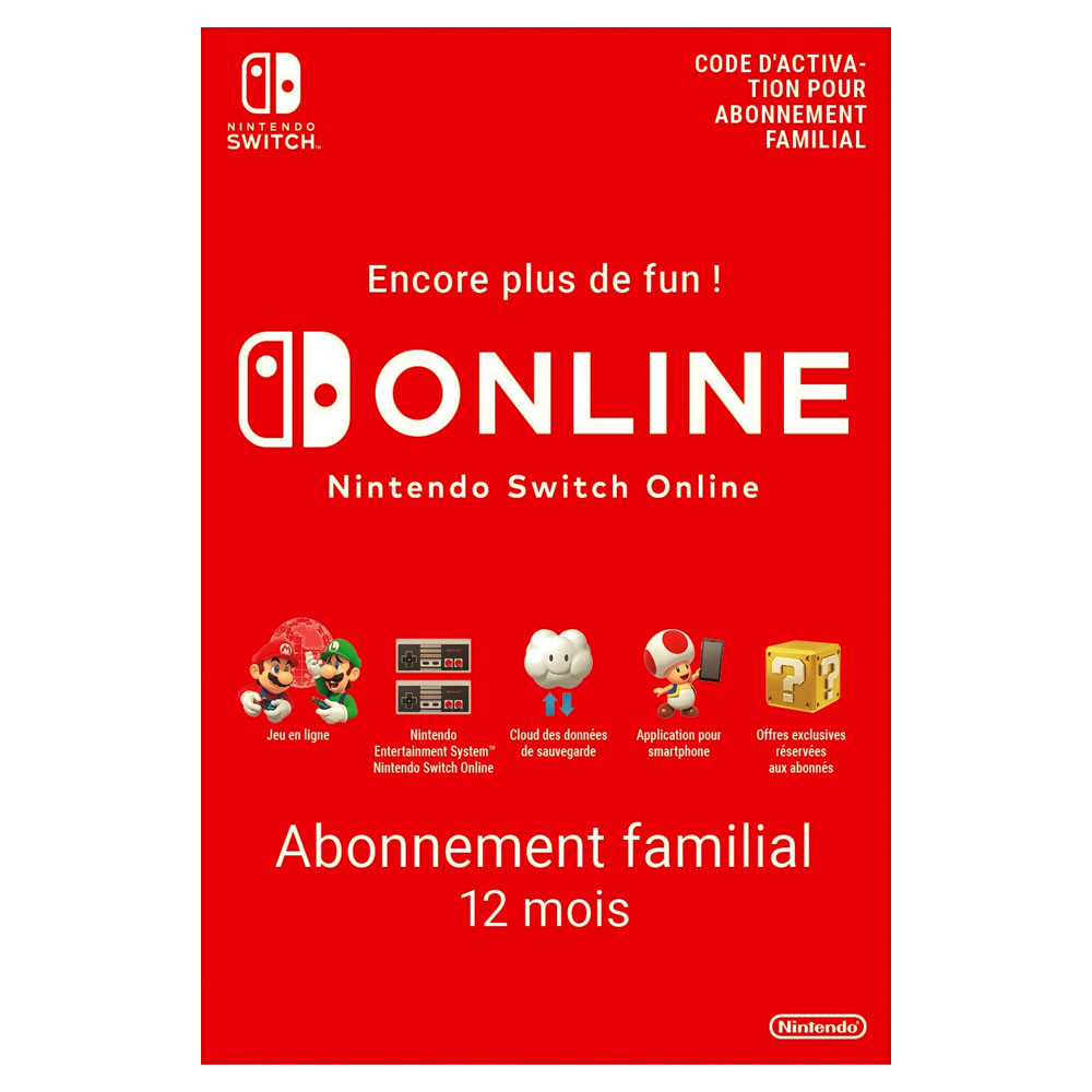 Code Abonnement Nintendo Switch Online Gratuit Nintendo Switch Online 12 Mois | Abonnement Familial | ReloadBase